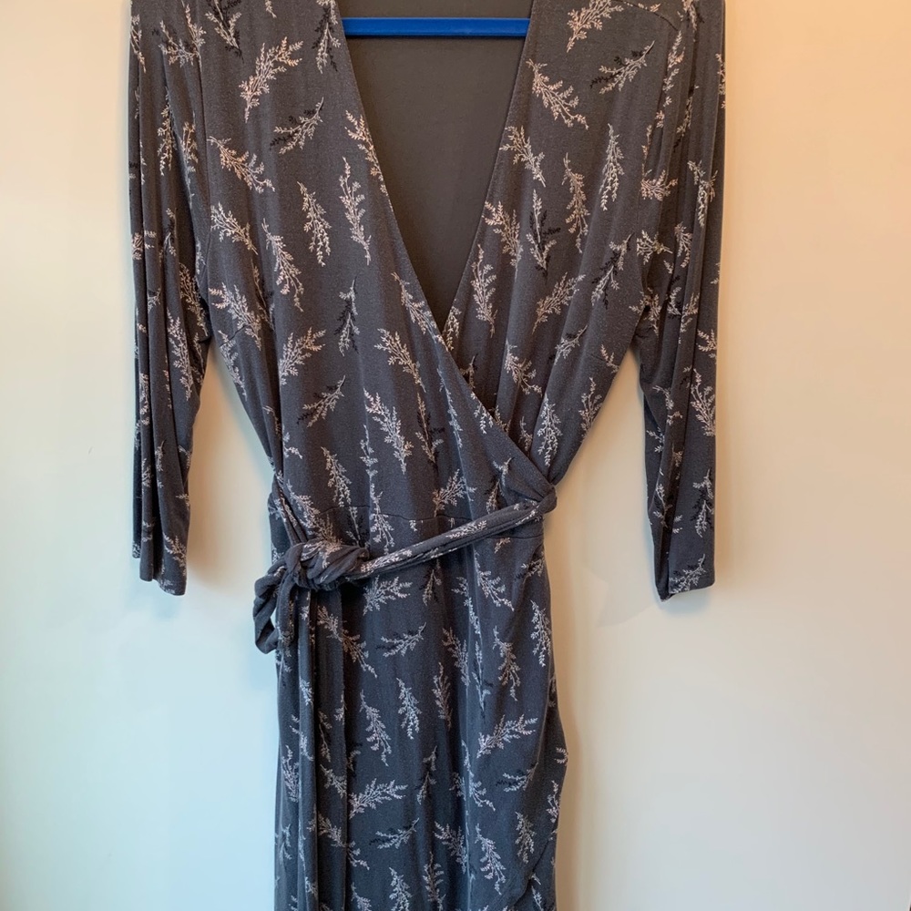 Loft Leaf Print Wrap Dress
